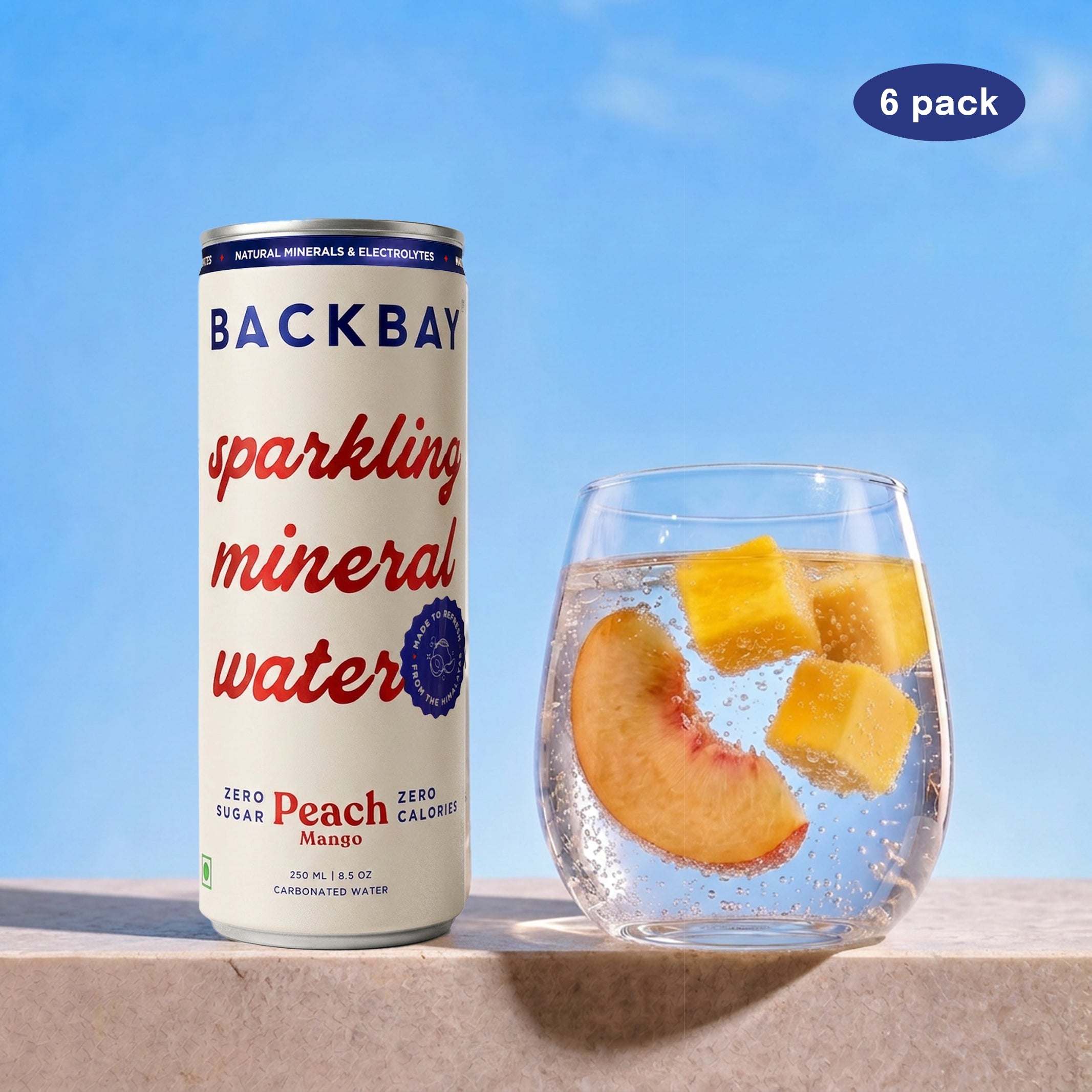 Peach Mango Sparkling Mineral Water - 250ml (Pack of 6)