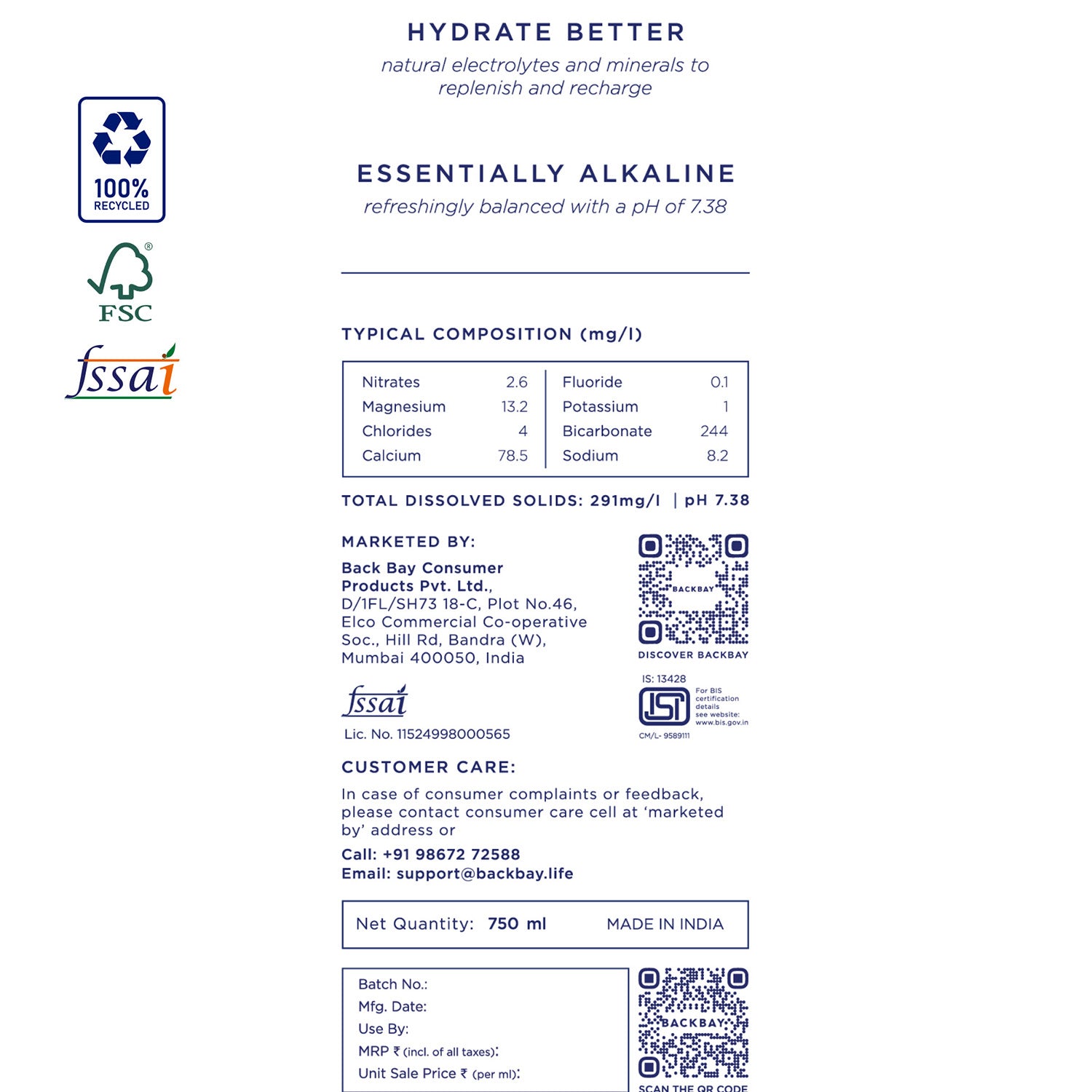 AQUA NATURAL MINERAL WATER - 750ML (Pack of 12)