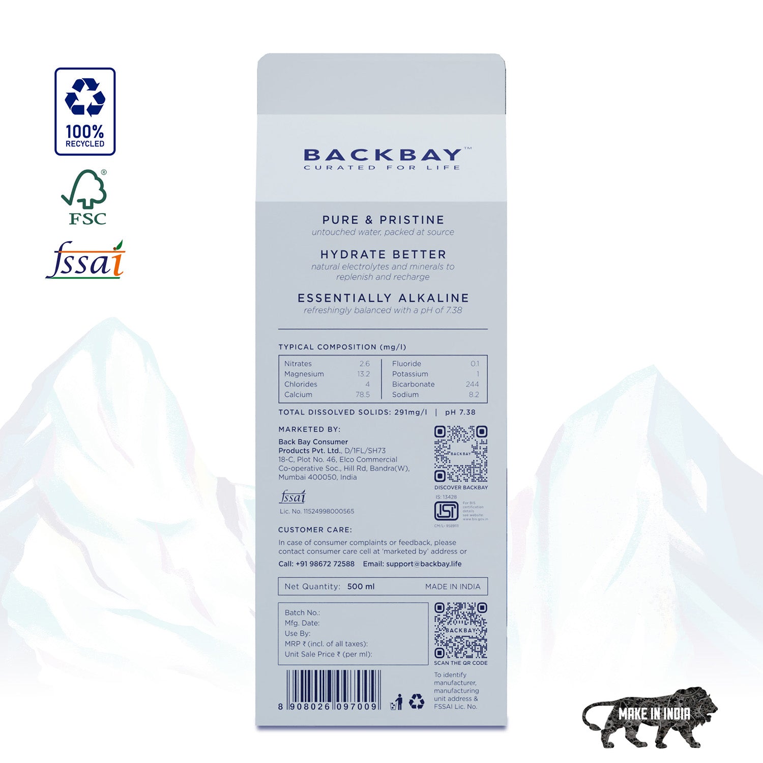 AQUA NATURAL MINERAL WATER - 500ML (Pack of 12)