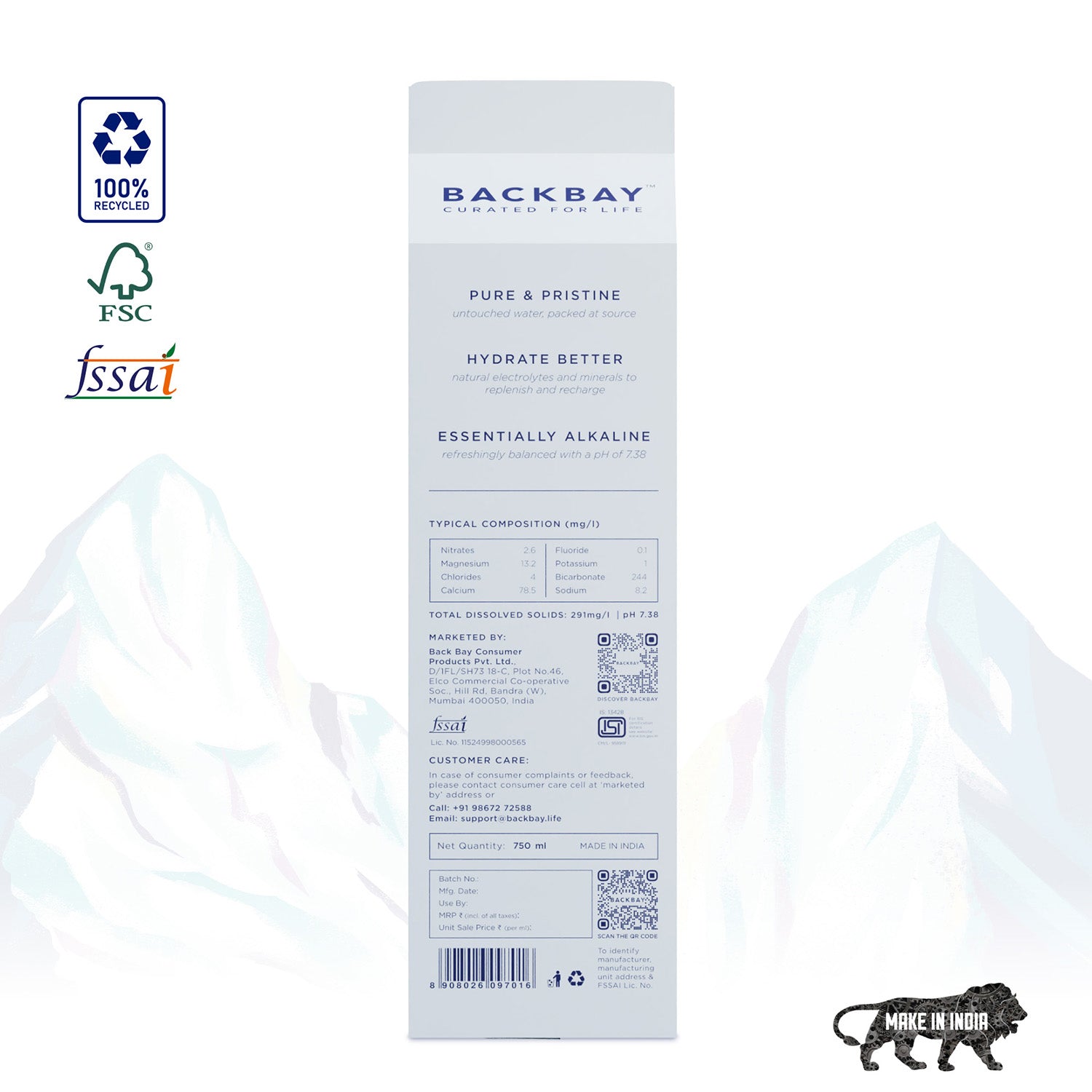 AQUA NATURAL MINERAL WATER - 750ML (Pack of 12)