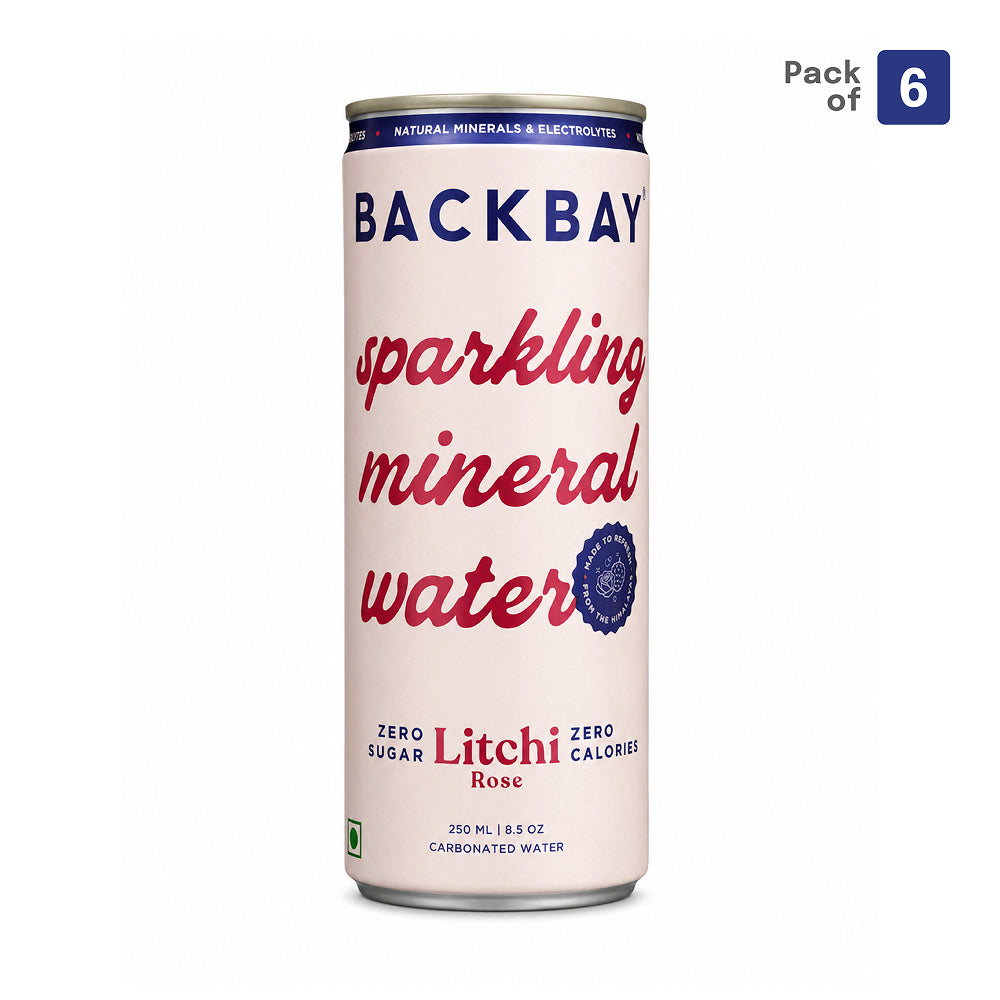 Litchi Rose Sparkling Mineral Water - 250 ml (Pack of 6 Units)