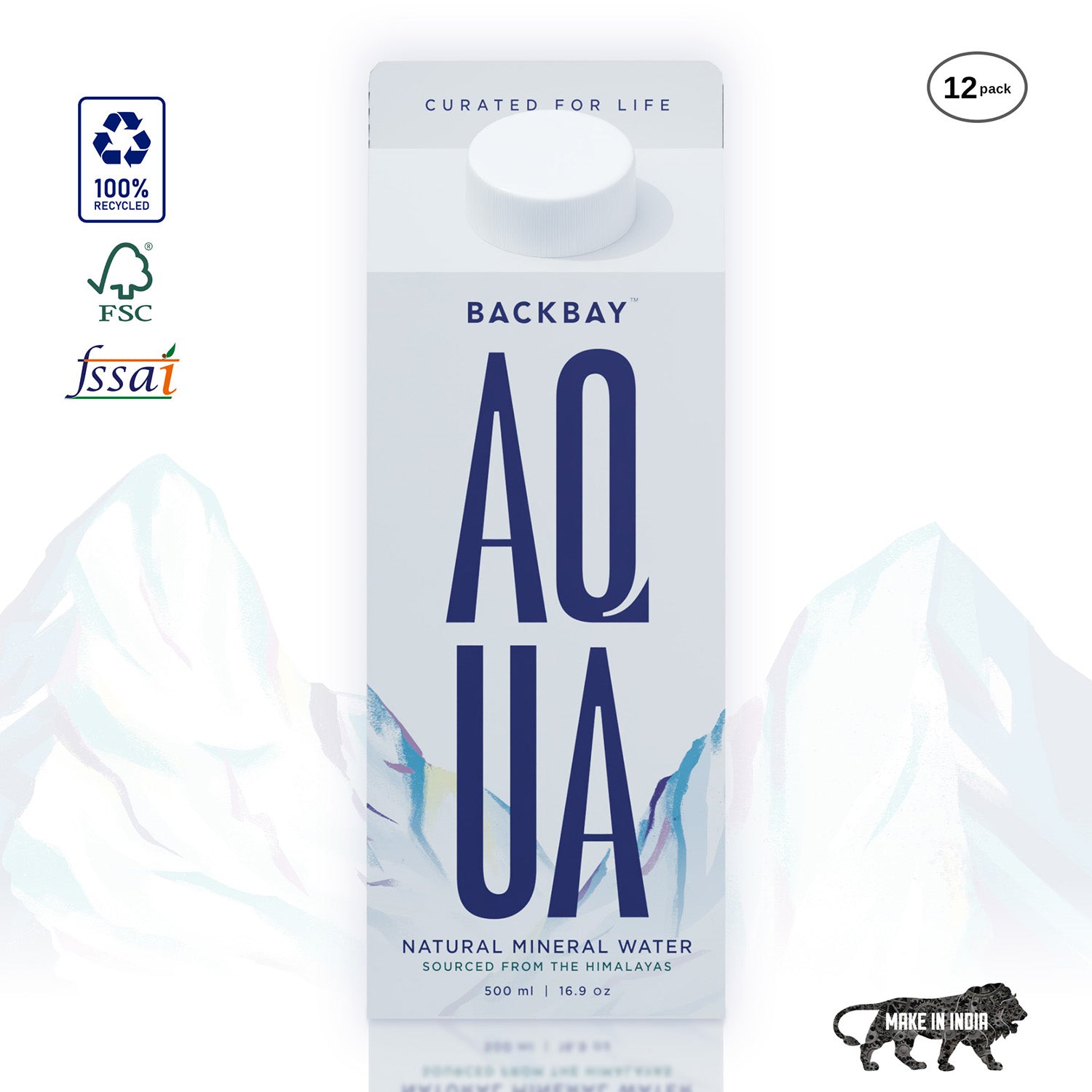 AQUA NATURAL MINERAL WATER - 500ML (Pack of 12)