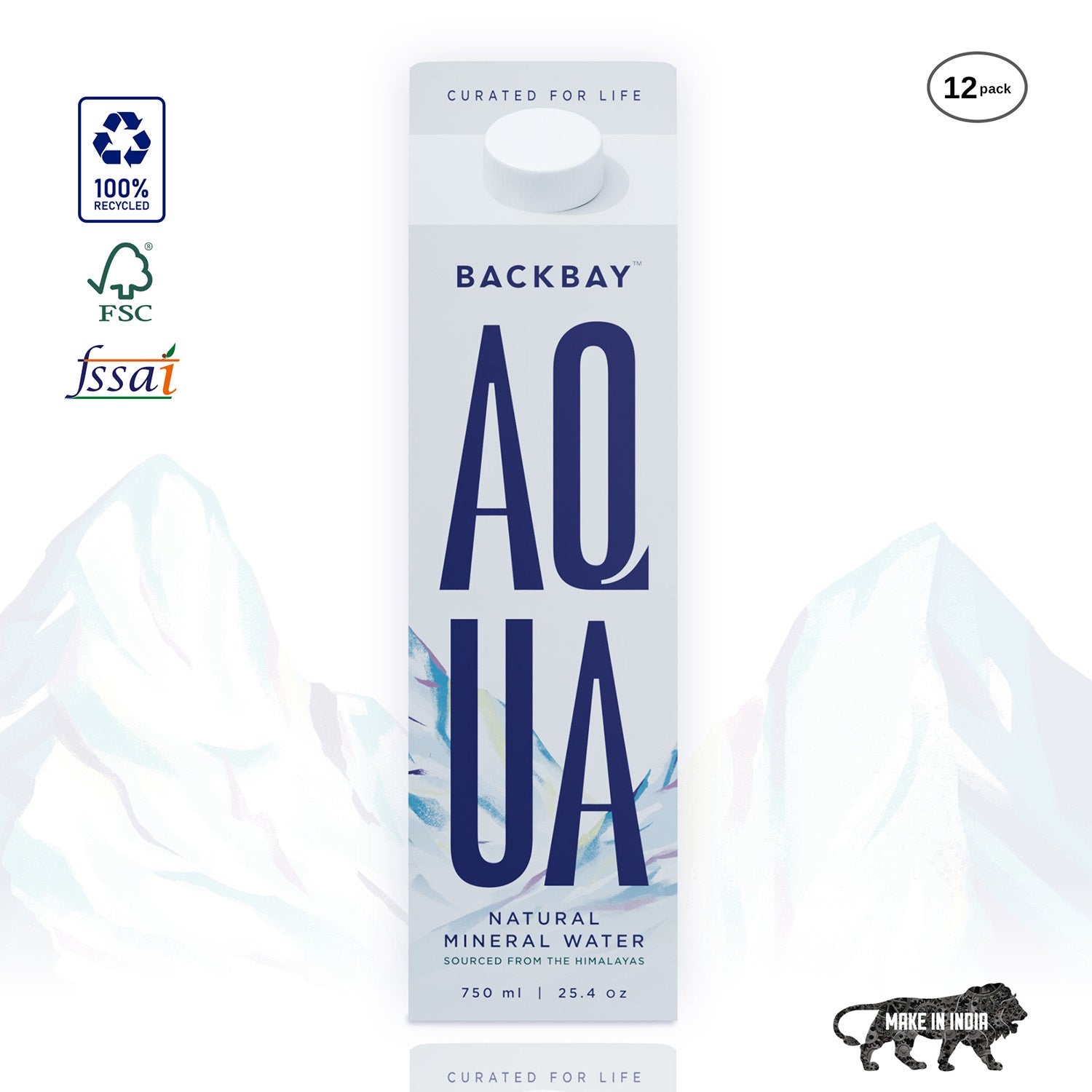 AQUA NATURAL MINERAL WATER - 750ML (Pack of 12)