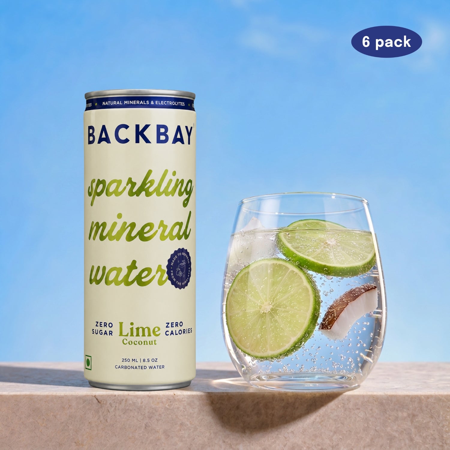 Lime Coconut Sparkling Mineral Water - 250ml (Pack of 6)